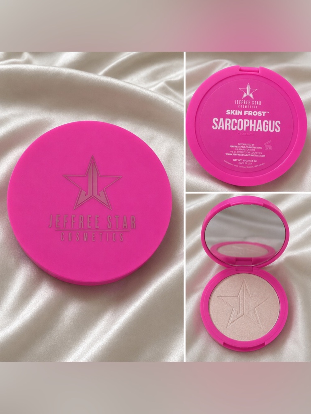 Jeffree Star Skin Frost Highlighter - Pink Compact with Pearly Champagne Glow